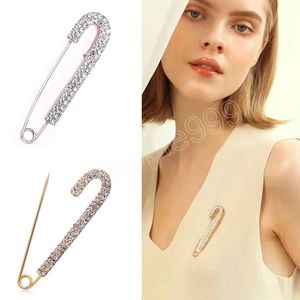 Mode strass épingle de sûreté grandes broches broche pour femmes robe manteau pantalon couleur or cristal broches bijoux accessoires