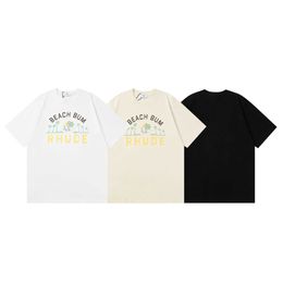 Fashion Rhuder Brand Diseñer Clother Collection Mountain Alphabet Racing Impresión Redonda Camiseta de manga corta Top de verano para hombres Mujeres con logotipo 1: 1