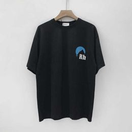 Moda Rhuder Brand Diseñador ropa Tide Street Tide Snowing Sunset estampado Camiseta de manga corta de cuello redondo Camiseta con logotipo 1: 1