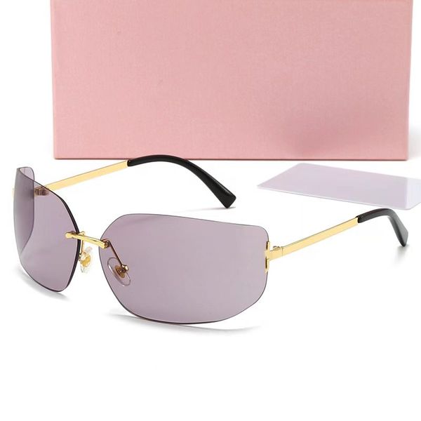 Mode sans monture Vintage carré lunettes de soleil miui miui lunettes de soleil surdimensionnées lunettes de soleil homme femme lunettes de luxe marque designer UV400 femme nuances