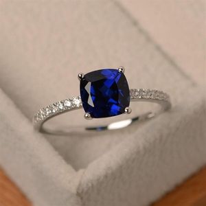 Fashion Ring Grote Vierkante Hemelsblauwe Steen Ringen Voor Vrouwen Sieraden Bruiloft Verlovingscadeau Ingelegde Stenen Ringen197F