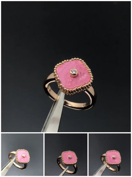 Créateurs de bagues de mode rose trèfle à quatre feuilles anneaux bijoux pour femmes cadeau en acier inoxydable bijoux de luxe mariage