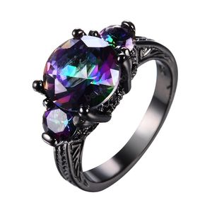 Mode Ringen Voor Vrouwen Punk Kleurrijke Zirkoon Zwarte Kleur Mannen Ring Halloween Geschenken Groothandel Retro Sieraden