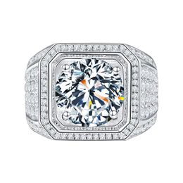 Mode ringen nieuwe mannen dominante heren grote diamant ring vol r steentjes micro-ingelegd zilveren sieraden groothandel
