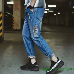 Mode déchiré jean pour hommes décontracté Denim jean pantalon maigre Vintage hommes vêtements japonais Streetwear Hip Hop Harem pantalon