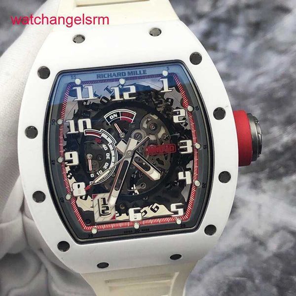 Fashion RM Wrist Watch RM030 Édition limitée White Ceramic Manual Mécanical Mens Automatic Tourbillon Movement Chronograph Taxepice