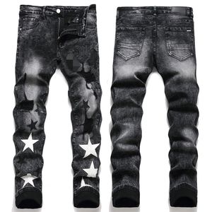 Jeans de rock détresse de rock fashion jazz pantalon de vache couple haut de gamme et atmosphérique de célèbres jeans de vélo de marques de marque Brandsmotorcycle