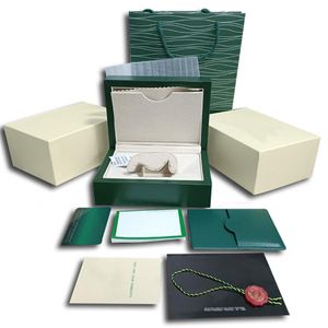 Fashion Rolexables Highquality Green Watch Box Cases Paper Bags Certificaat Originele dozen voor houten mannen Heren horloges cadeauzakken A286C