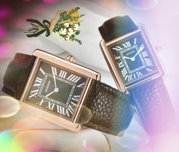 Mode Roman Numéro carré quartz en cuir authentique Watch Femmes hommes classiques Style populaire Ultra mince Business Boy Girl Friends Robe Giftwatchwatch