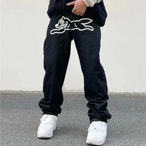 Mode Ropa Hond Print Baggy Mannen Hip Hop Jeans Broek Y2K Kleding Zwarte Rechte Luxe Denim Broek Pantalon Homme 240124