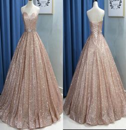 Fashion Rose Gold 2022 Prom Quinceanera Robes Ribbon corset chérie avec cristal Long Homecoming Party Designer Evening Forma6047045