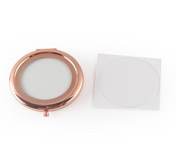 Miroir cosmétique Compact en or Rose, miroir de maquillage creux DIY, autocollant époxy 58mm, 5 pièces, lot 184109826076