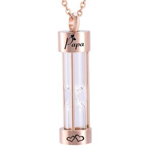 Moda oro rosa reloj de arena urna collar cremación cenizas joyería conmemorativa colgantes transparentes kit de relleno Chain9227206