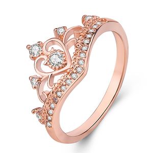 Anneaux de mariage Bague de couronne de cristal de luxe pour femmes coeur zircone diamant Bague Anillos bijoux cadeaux d'anniversaire