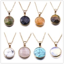 Mode ronde natuursteen turuoise druzy ketting gouden opaal roze kristal Drusy ketting voor vrouwen