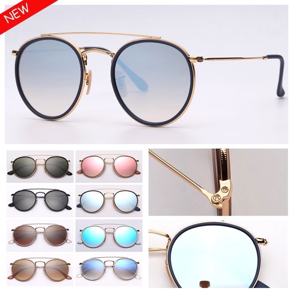 Lunettes de soleil rondes de mode Femmes Vintage Sunglass Double Bridge Lunettes de soleil Hommes Eyeware Des Lunettes De Soleil Protection UV Lentilles en verre W220331