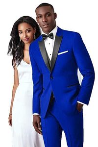 Mode Koninklijke Blauwe Bruidegom Tuxedos Piek Revers Groomsmen Mens Trouwjurk Uitstekend Man Jas Blazer 3 Stukassen (Jas + Broek + Vest + Tie) 1882