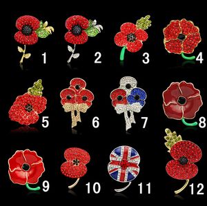 Mode Royal British Legion Broche Diamante Crystal Poppy Flower Broche Pins Kate Princess Memorial Diamond Broche Gift Gratis DHL