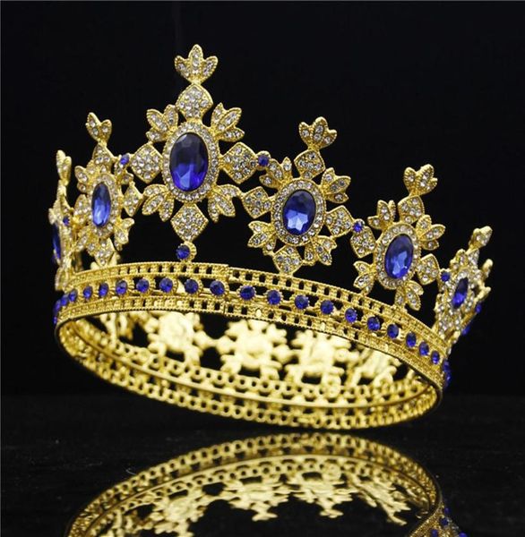 Fashion Royal King Wedding Crown Bride Tiaras and Crowns Wedding Hair Bijoux Crystal Headress Gold Diadem Pageant Bridal D1901116098008