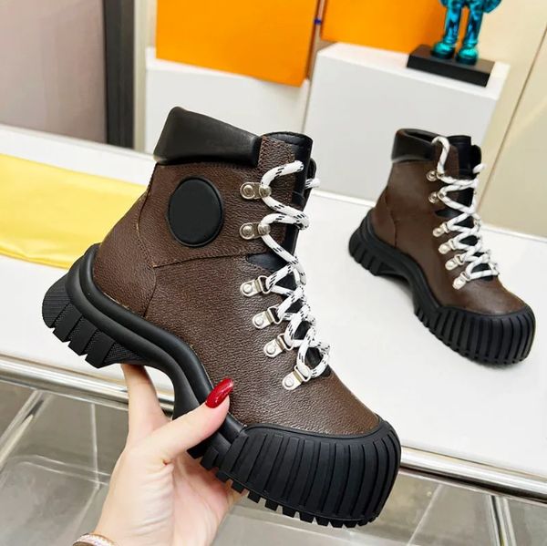 Moda Ruby botines planos diseñador mujer plataforma Ranger botas de cuero con cordones botas tamaño 35-41