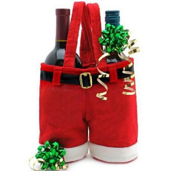 Mode S/L haute qualité cadeaux de noël décoration Santa pantalon sac pour bouteilles de vin/bonbons
