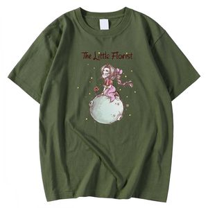 Mode S-XXXL Hommes T-shirts Chemise Doux Lâche T-shirt Petit Prince Fille Sur La Planète Imprimer Vêtements À Manches Courtes T-shirts Chemises Hommes Y0809