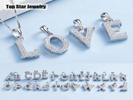 Fashion S925 Silver Jewelry Solid Micro -Inserts CZ DIY AZ 26 Engelse letters Naam Hangers ketting voor vrouwelijke mannen Familieliefhebbers G6247549