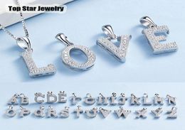 Fashion S925 Silver Jewelry Solid Micro -Inserts CZ DIY AZ 26 Engelse letters Naam Hangers ketting voor vrouwelijke mannen Familieliefhebbers G5478344