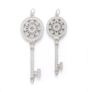 Mode S925 Sterling Keys Bloemblaadjes Key hanger ketting met diamanten 100 925 zilveren kettingen valentijnscadeau voor vrouwen1049909