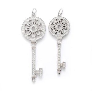 Fashion S925 Keys Sterling Petals Key Pendant Collier avec diamants 100 925 Colliers en argent Gift pour femmes5940250