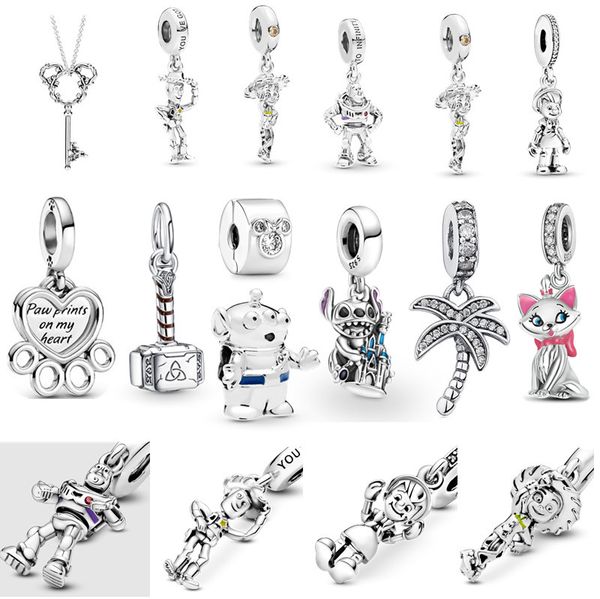 Moda s925 Charm de plata esterlina Granos sueltos Con cuentas de lujo Chicos lindos Señoras Original Fit Pandora Pulsera Clásico Gato Coco Colgante DIY Señoras Joyería Regalo