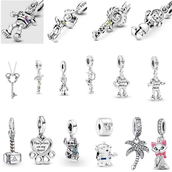 Moda s925 Encantos de plata esterlina Granos sueltos Granos Niños lindos Mujeres Original Fit Pandora Pulsera Clásico Pop Colgantes DIY Señoras Joyería Regalos