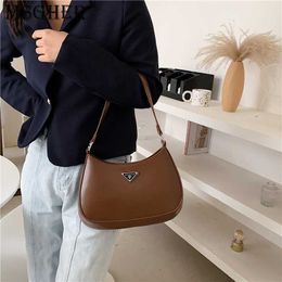 Nuevos bolsos de hombro pequeños para mujer a la moda, bandolera de cuero PU sólido de alta calidad, bandolera de lujo para mujer