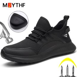 Chaussures de sécurité de mode hommes AntiSmashing embout en acier anti-crevaison Indestructible lumière respirante Sneaker qualité de travail 240105