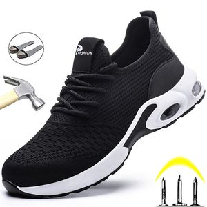 Zapatos de seguridad de moda Hombres de punta de acero zapatillas zapatillas masculinas zapatos de trabajo transpirable antipuntura de seguridad indestructible calzado 220809