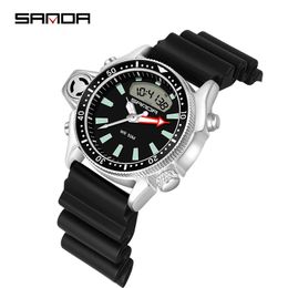 Mode Sanda Nouveau Sport Hommes Montre Style Décontracté Montres Hommes Militaire Quartz Montre-Bracelet Plongeur S Shock Homme Relogio Masculino 3008