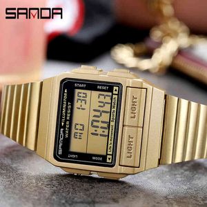 Mode Sanda Top marque argent hommes montres de luxe montre à Quartz hommes en acier étanche doré mâle horloge Relogio Masculino X0524