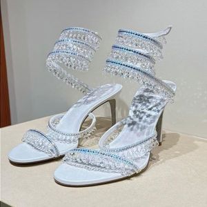 Fashion Sandalia's Elegante vrouwen schoenen Sandalen Hakken Wikkel kralen EU35-43 Jurk Lady Wind Kroonluchter Hoge GJTA's