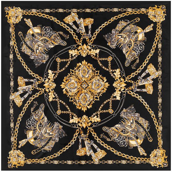 Fashion Sarongs Pobing 100% Silk Femmes Grands châles Chauches Chaîne Stoles Square Bandana Kerchief Hijab Scarf Femme Foulards 130cm 230526