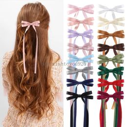 Mode Satin Ribbon Hair Clem klem Sweet Bow Haarspeld Brurettes For Women Girls Hair Accessoires Koreaanse hoofdtooi geschenken