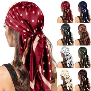 Mode satijn vierkant sjaal bandana dames polka dots print nekschoof haar vrouwelijke hoofd sjaals sjaal foulard 240410