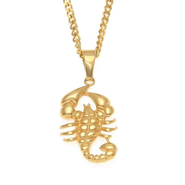 Mode-scorpion pendentif colliers pour hommes designer de luxe mens bling diamant pendentifs animaux en acier inoxydable cubain lien chaîne collier cadeau