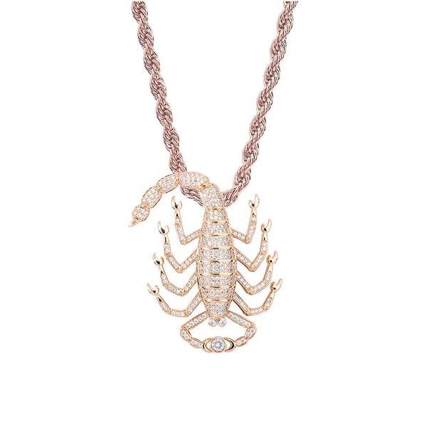 Fashion-Scorpion pendentif colliers pour hommes designer de luxe hommes bling diamant pendentifs animaux or argent rose chaîne en or collier bijoux