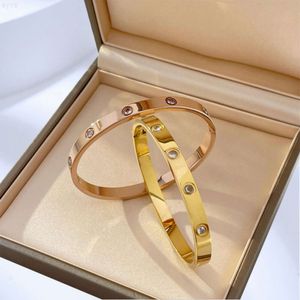 Bracelet à vis de mode Bracelet strass Bracelet en acier inoxydable Bracelet en or Rose pour les couples