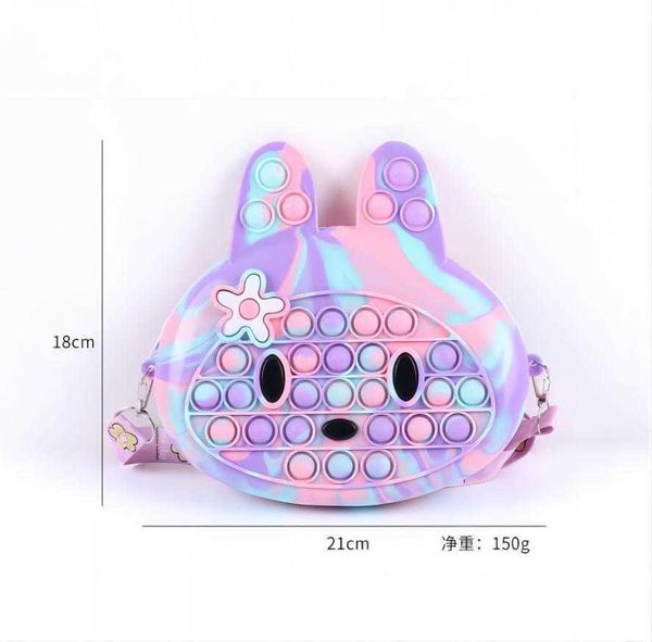 Mode Sensory Bubble Bretelle Party Favor Sac à bandoulière Décompression jouet Finger Push Phone Pouch Case Change Coin Purse Rabit Jouets pour Filles Enfants Cadeau facilement 2023