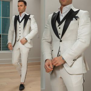 Tuxedos de mariage à paillettes pour hommes, à la mode, à revers noir, manteau de bal sur mesure pour marié, tenue d'affaires 3 pièces