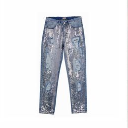 Mode -lovertjes Mom Jeans Vrouw vriend Divered gescheurd voor vrouwen denim broek herfst plus size broek 210521