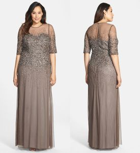 Mode -lovertjes plus size avondjurken met halve mouwen pure juweel halslijn zeemeermin formele jurk vloer lengte lange prom jurk7826260