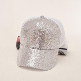 2019 mode pailletten paillette bling shinning mesh baseball cap verstelbare vrouwen meisjes cap hoeden voor feestclub