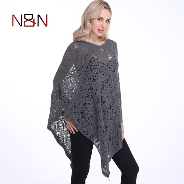 Moda Sexy Bikini Poncho Suéter fino Mujeres Sólido Hollow Out Cardigan Tallas grandes Suéteres Suéteres Cubrir T200319